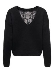 ONLY Sweter w kolorze czarnym rozmiar: XS. Czarne swetry Only, xs, bez wzorów, z koronki, bez ramiączek. Za 114.71 zł.