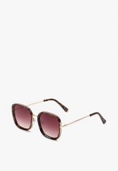 Brązowe Okulary z Kwadratowymi Szkłami Eleganckie Fainna. Brązowe okulary przeciwsłoneczne Born2be, bez wzorów, z jeansu, biznesowe. Za 34.99 zł.