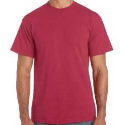 Wrzosowa Koszulka Bawełniana Dla Dorosłych Unisex. Czerwone bluzki GILDAN, xl, bez wzorów, z bawełny, sportowe, bez kołnierzyka, bez ramiączek. Za 52.99 zł.