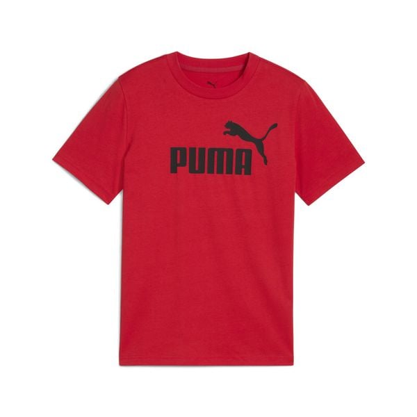 Młodzieżowa koszulka ESS z logo No. 1 PUMA. Czerwona bluzki Puma, m, bez wzorów, z gumy, młodzieżowe, bez kołnierzyka, bez ramiączek. Za 79.00 zł.