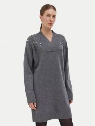 Liu Jo Sukienka dzianinowa WF6372 MS009 Szary Regular Fit. Szare sukienki Liu Jo, xs, bez wzorów, z dzianiny, bez kołnierzyka, bez ramiączek. Za 819.99 zł.