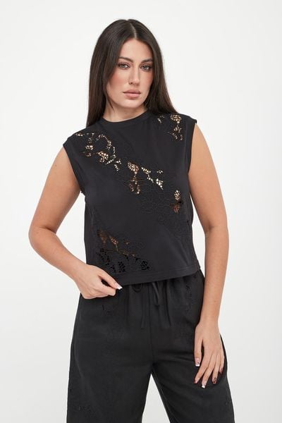 Top damski koronkowy TWINSET. Topy Twinset Milano, xs, bez wzorów, z koronki, bez kołnierzyka, bez ramiączek. W wyprzedaży za 503.20 zł.