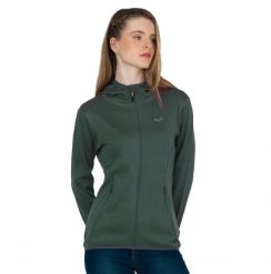 Damska bluza rozpinana z kapturem 100% Merino - Marin/Woolona. Zielone bluzy WOOLONA, m, bez wzorów, z materiału, z kapturem. Za 540.00 zł.