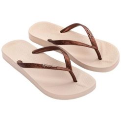 Japonki plażowe damskie Ipanema Anat Tan. Brązowe klapki Ipanema, bez wzorów, bez obcasa. Za 50.14 zł.
