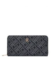 Tommy Hilfiger Duży Portfel Damski Icon Lrg Za Jacquard AW0AW17956 Czarny. Czarne portfele TOMMY HILFIGER, bez wzorów, z materiału. Za 319.99 zł.
