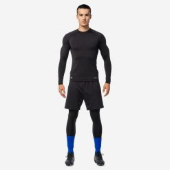 Podkoszulek termiczny do piłki nożnej z długim rękawem Kipsta Keepcomfort 100. Czarne bielizna sportowa KIPSTA, xl, bez wzorów, z elastanu. Za 49.99 zł.
