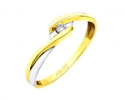 Pierścionek z żółtego złota z brylantem - 0,04 ct - próba 375. Żółte pierścionki Apart, z brylantem, złote. Za 1,290.00 zł.