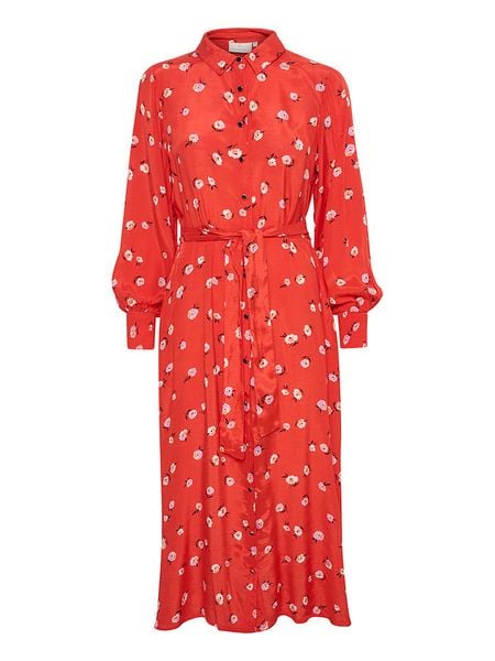 Kaffe Sukienka "Obina" w kolorze czerwonym rozmiar: 34. Czerwone sukienki Kaffe, na imprezę, s, bez wzorów, z tkaniny, klasyczne, bez kołnierzyka, bez ramiączek, maxi. Za 91.34 zł.