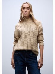 Street One Sweter w kolorze beżowym rozmiar: 34. Brązowe swetry Street One, bez wzorów, z bawełny, bez ramiączek. Za 131.12 zł.
