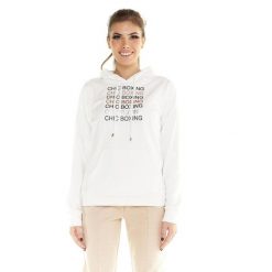 Damska bluza z kapturem Leone Winter Chic Boxing. Białe bluzy LEONE 1947 APPAREL, l, bez wzorów, z lycry, z kapturem. W wyprzedaży za 182.75 zł.