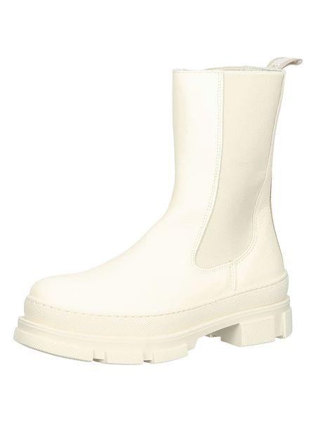 Steve Madden Skórzane botki w kolorze kremowym rozmiar: 39. Brązowe botki Steve Madden, bez wzorów, bez obcasa, bez zapięcia. Za 242.19 zł.