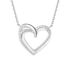 Naszyjnik srebrny z cyrkoniami - serce. Szare naszyjniki Apart, z cyrkonią, srebrne. Za 189.00 zł.