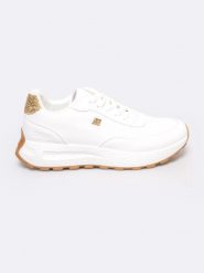 Sneakersy damskie ze skóry ekologicznej białe RR274490 101. Białe obuwie sportowe Big Star, ze skóry ekologicznej, bez zapięcia. Za 169.99 zł.