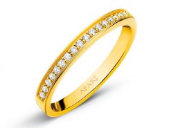 Pierścionek z żółtego złota z brylantami - 0,10 ct - próba 585. Żółte pierścionki Apart, z brylantem, złote. Za 2,490.00 zł.