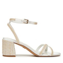 Sandały Aldo. Białe sandały Aldo, bez wzorów, bez obcasa, na słupku, bez zapięcia. Za 339.99 zł.