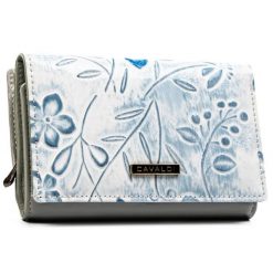 Pojemny portfel damski w kwiaty zamykany na zatrzask - 4U Cavaldi. Portfele 4U Cavaldi, z aplikacjami, ze skóry. Za 89.99 zł.