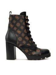 Guess Botki FL8NYD FAL10 Czarny. Czarne botki Guess, z aplikacjami, ze skóry, bez obcasa, na słupku, bez zapięcia. Za 919.99 zł.