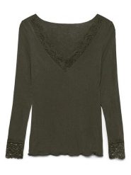 Vero Moda Bluzka w kolorze khaki rozmiar: L. Brązowe bluzki Vero Moda, l, bez wzorów, z koronki, bez kołnierzyka, bez ramiączek. Za 90.95 zł.