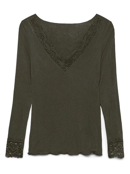 Vero Moda Bluzka w kolorze khaki rozmiar: L. Brązowe bluzki Vero Moda, l, bez wzorów, z koronki, bez kołnierzyka, bez ramiączek. Za 90.95 zł.