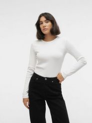 Vero Moda Koszulka w kolorze białym rozmiar: XL. Białe bluzki Vero Moda, xl, bez wzorów, prążkowane, bez kołnierzyka, bez ramiączek. Za 50.45 zł.