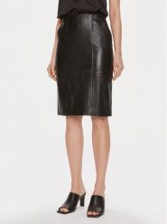 Boss Spódnica skórzana Seleni 50505502 Czarny Slim Fit. Czarne spódnice Boss, bez wzorów, ze skóry. Za 1,149.00 zł.