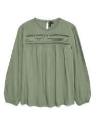 Vero Moda Bluzka w kolorze zielonym rozmiar: M. Zielone bluzki Vero Moda, m, bez wzorów, z wiskozy, klasyczne, bez kołnierzyka, bez ramiączek. Za 101.23 zł.