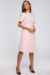 Sukienka elegancka trapezowa różowa wizytowa. Czerwone sukienki Stylove, do pracy, xl, bez wzorów, biznesowe, bez kołnierzyka, bez ramiączek, trapezowe. Za 319.00 zł.