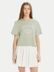 Guess T-Shirt V5GI04 I3Z14 Zielony Regular Fit. Zielone t-shirty Guess, xs, z aplikacjami, z bawełny, bez kołnierzyka, bez ramiączek. Za 89.99 zł.