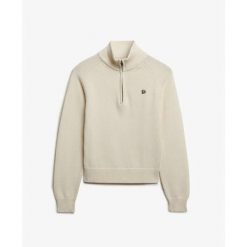 Damski sweter z długim zamkiem Superdry. Białe swetry Superdry, na zimę, bez wzorów, bez ramiączek. Za 327.70 zł.