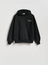 Bluza oversize z kapturem - czarny. Czarne bluzy Reserved, l, bez wzorów, z bawełny, z kapturem. Za 119.99 zł.