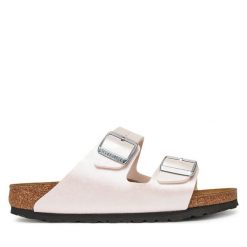 Klapki Birkenstock. Czerwone klapki Birkenstock, bez wzorów, bez obcasa. Za 359.99 zł.