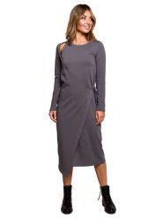 Be Wear Sukienka w kolorze szarym rozmiar: M. Szare sukienki Be Wear, na co dzień, m, bez wzorów, bez kołnierzyka, bez ramiączek, midi, kopertowe. Za 118.28 zł.