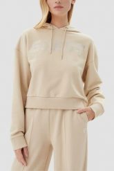 GUESS Beżowa bluza damska z cyrkoniami Primula. Brązowe bluzy Guess, s, z aplikacjami, z kapturem. W wyprzedaży za 289.99 zł.