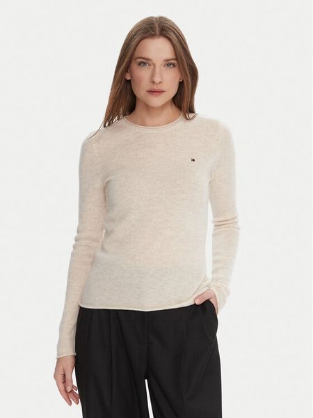 Tommy Hilfiger Sweter WW0WW40264 Écru Regular Fit. Swetry TOMMY HILFIGER, m, bez wzorów, z wełny, bez ramiączek. Za 419.99 zł.