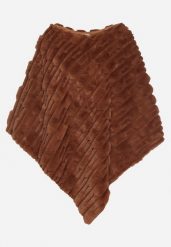 Brązowe Ponczo Ozdobione Tłoczeniem Dairis. Brązowe swetry Born2be, uniwersalny, z aplikacjami, z jeansu, bez ramiączek. Za 159.99 zł.