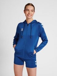 Bluza fitness damska Hummel hmlCore. Niebieskie bluzy Hummel, na wiosnę, s, bez wzorów, z elastanu, z kapturem. Za 238.00 zł.
