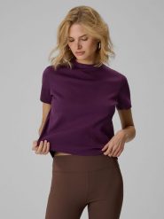 4F T-shirt regular gładki damski - fioletowy M. Fioletowe t-shirty 4f, m, bez wzorów, z bawełny, bez kołnierzyka, bez ramiączek. Za 79.99 zł.