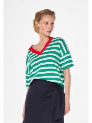 Rodier Koszulka w kolorze biało-zielonym rozmiar: XL. Zielone bluzki Rodier, xl, bez wzorów, klasyczne, bez kołnierzyka, bez ramiączek. Za 160.96 zł.