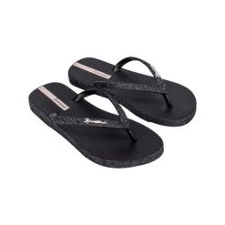 Japonki Damskie Maxi Glow. Czarne klapki Ipanema, bez wzorów, z materiału, bez obcasa, na słupku. Za 79.00 zł.