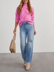 LA Angels Sweter w kolorze różowym rozmiar: L. Różowe swetry LA Angels, l, bez wzorów, bez ramiączek. Za 187.07 zł.