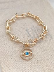 Atelier MIU Pozłacana bransoletka z elementem ozdobnym rozmiar: onesize. Żółte bransoletki Atelier MIU, z cyrkonią, pozłacane. Za 63.95 zł.