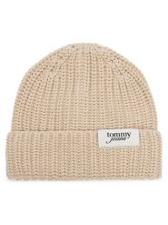 Tommy Hilfiger Czapka Script AW0AW18972 Kremowy. Białe czapki TOMMY HILFIGER, bez wzorów, z bawełny. Za 189.99 zł.