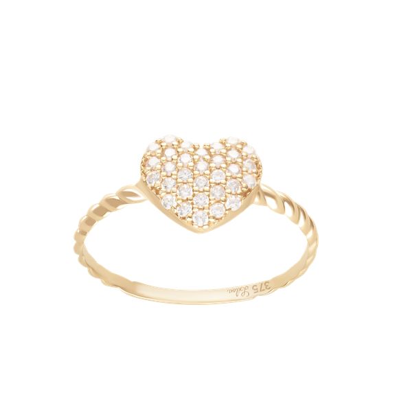 Pierścionek ze złota próby 375 w kształcie serca z cyrkoniami. Żółte pierścionki Lilou, z cyrkonią, złote. Za 698.00 zł.