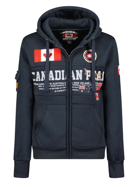 Canadian Peak Bluza "Fipeak" w kolorze granatowym rozmiar: XL. Niebieskie bluzy Canadian Peak, xl, z aplikacjami, bez kaptura. Za 130.50 zł.