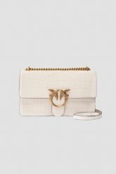 PINKO Biała damska kopertówka Love One Mini DC Cocco Nabuccato. Białe kopertówki Pinko, bez wzorów, z tłoczeniem, bez dodatków. W wyprzedaży za 1,169.99 zł.