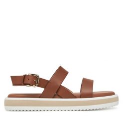Sandały Pollini. Brązowe sandały Pollini, bez wzorów, bez obcasa, na płaskiej podeszwie, bez zapięcia. Za 1,059.00 zł.
