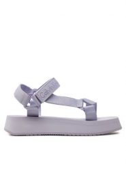 Calvin Klein Jeans Sandały Sandal Velcro Webbing In Mtl YW0YW01480 Fioletowy. Fioletowe sandały Calvin Klein Jeans, bez wzorów, z jeansu, bez obcasa, na płaskiej podeszwie, bez zapięcia. Za 329.99 zł.