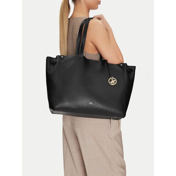 Torebka Beverly Hills Polo Club. Czarne shopper Beverly Hills Polo Club, bez wzorów, bez dodatków. Za 195.99 zł.