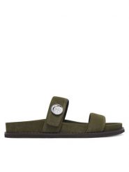 Tory Burch Klapki 183266 Zielony. Zielone klapki Tory Burch, bez wzorów, ze skóry, bez obcasa. Za 1,644.00 zł.