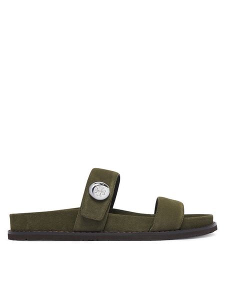 Tory Burch Klapki 183266 Zielony. Zielone klapki Tory Burch, bez wzorów, ze skóry, bez obcasa. Za 1,644.00 zł.
